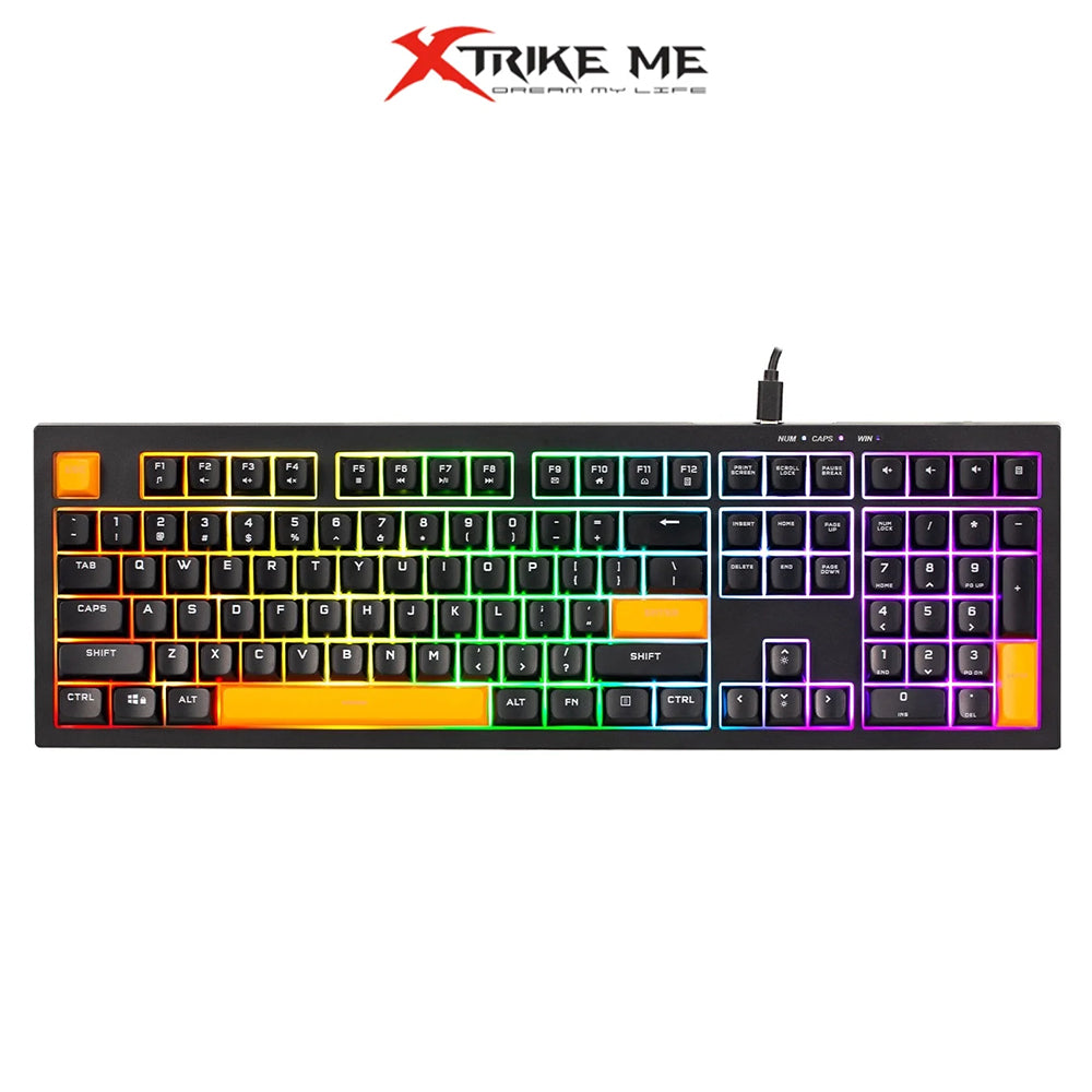 XTRIKE ME KB-512 BK 108 KEY WIRED MECHANICAL FEEL USB-C KEYBOARD BLACK