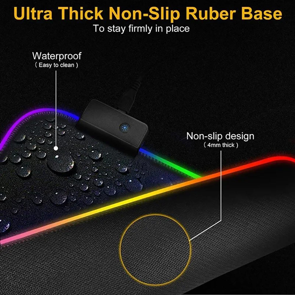Rgb Gaming Mouse Pad Large (800×300×4mm) Led Mousepad With Non-Slip Rubber Base Soft Pad