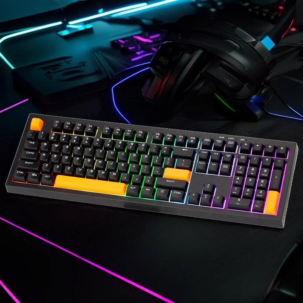 XTRIKE ME KB-512 BK 108 KEY WIRED MECHANICAL FEEL USB-C KEYBOARD BLACK