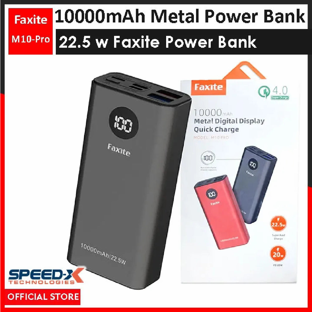 FAXITE M10PRO 10000mah 22.5W METAL DIGITAL DISPLAY QUICK CHARGE 4.0 POWER BANK
