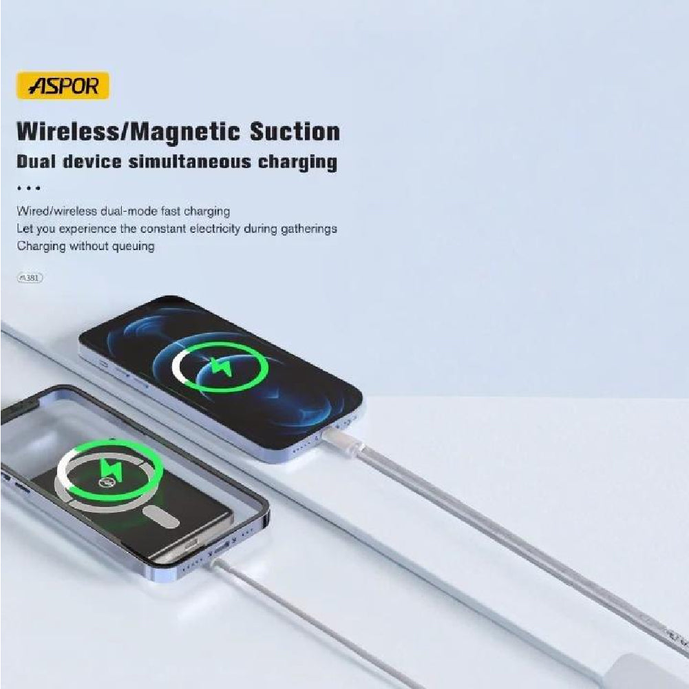 ASPOR A381 MAGNETIC PORTABLE MINI 5000MAH WIRELESS POWER BANK