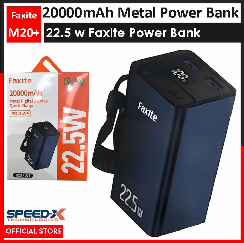 FAXITE M20PLUS 20000mah 22.5W METAL DIGITAL DISPLAY QUICK CHARGE 4.0 POWER BANK
