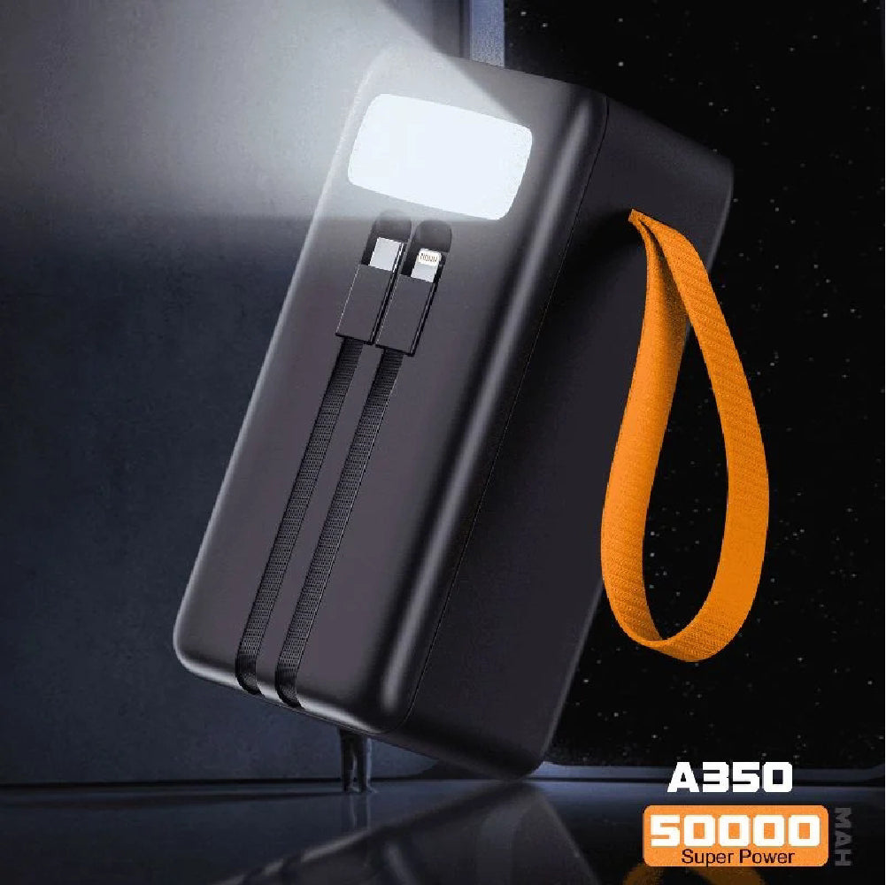 ASPOR A350 22.5W 50000MAH FAST CHARGING TYPE-C MICRO IOS 7 OUTPUT WITH BUILT-IN FLASHLIGHT POWER BANK