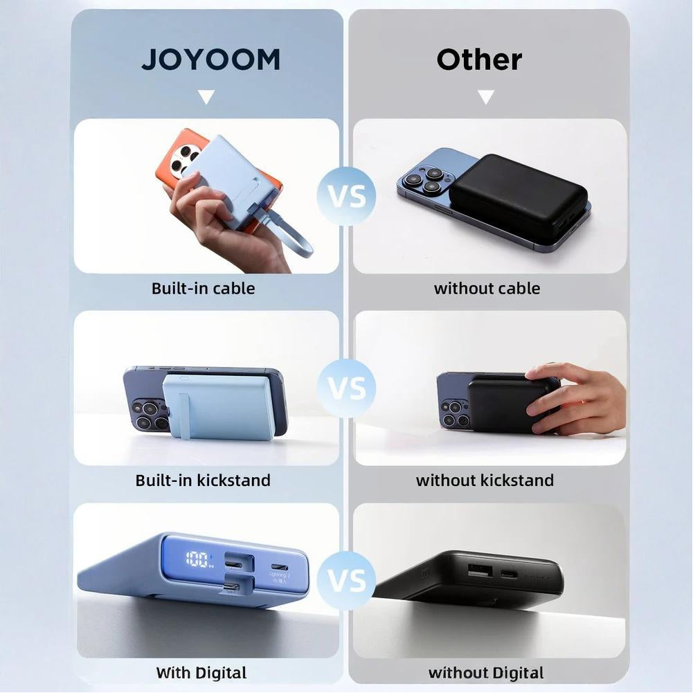 JOYROOM JR-PBM01 20W Wireless Power Bank 10000mAh with Built-in Cable&Kickstand Black