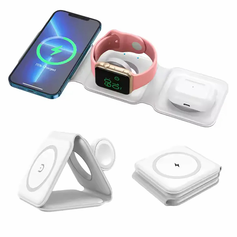 3 IN 1 15W FAST WIRELESS MAGNETIC CHARGING PAD FOR IPHONE, AIRPODS, SMARTWATCH