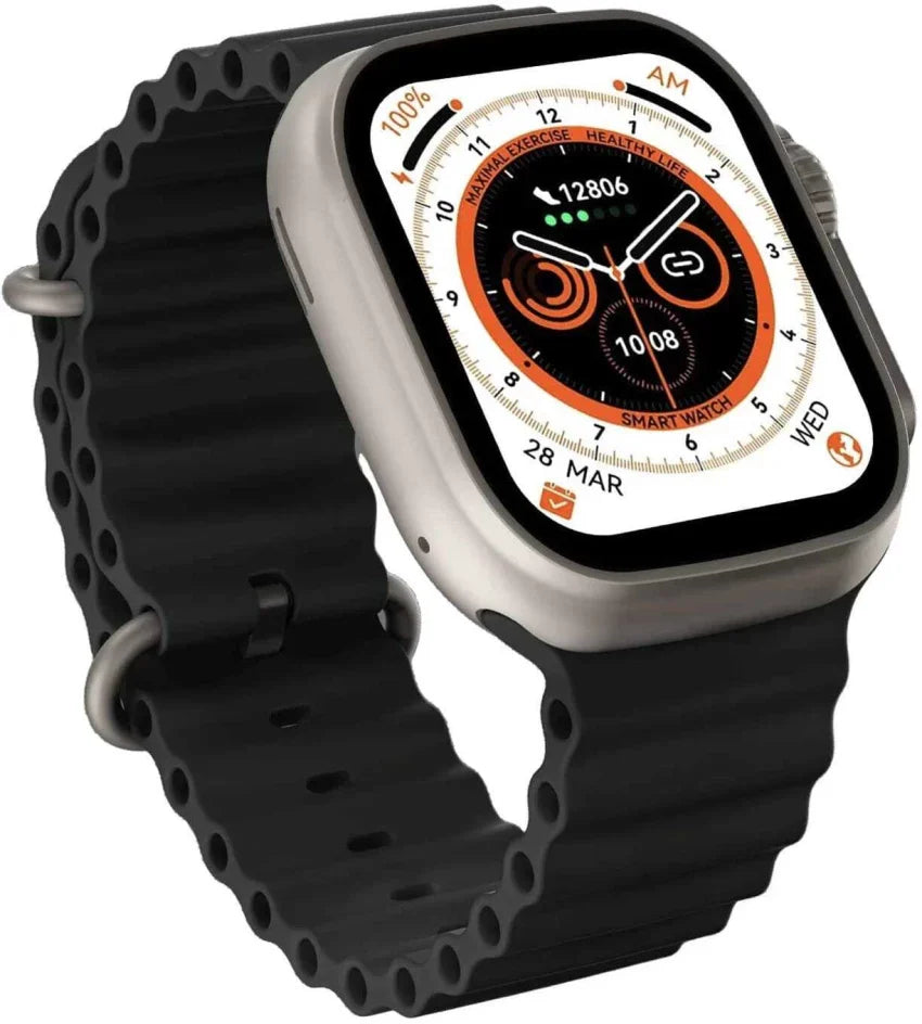 2.2 INCH X8 ULTRA MAX WITH COMPASS SMART WATCH SERIES 8 NFC ALWAYS-ON DISPLAY & WIRELESS CHARGING WITH WEARFIT PRO APP BLACK