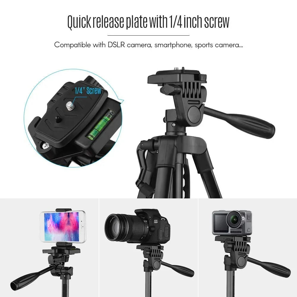 3366 ALUMINIUM TRIPOD STAND (55-INCH) WITH MOBILE PHONE HOLDER