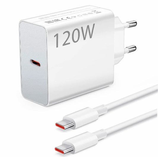 XIAOMI 120W EU PLUG QC3.0 FAST QUICK WALL CHARGER WITH TYPE-C TO C CABLE