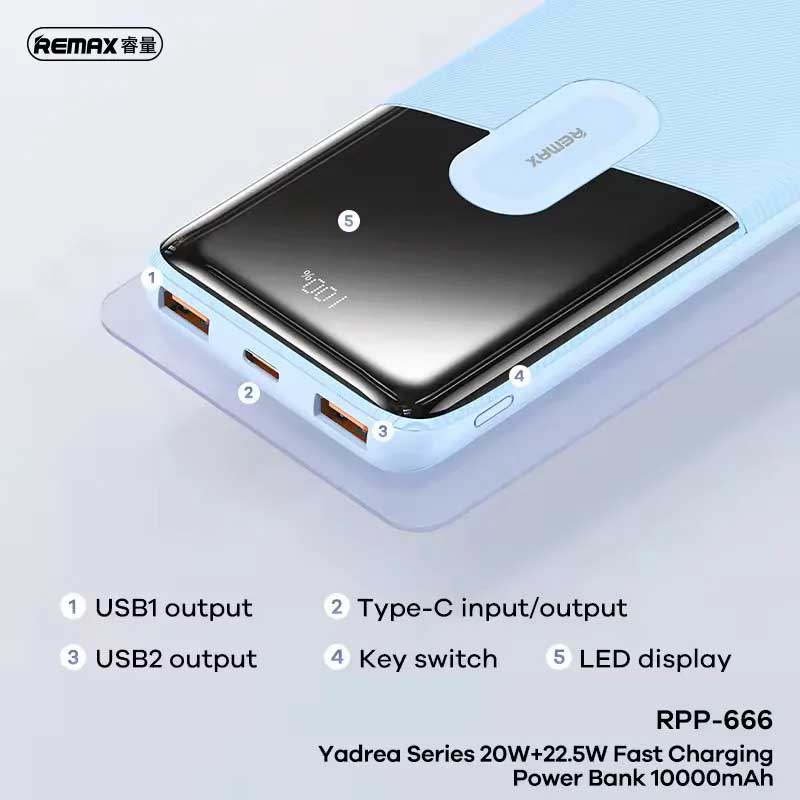REMAX RPP-666 PD20W+QC22.5W FAST CHARGING POWER BANK 10000MAH BLACK