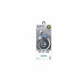 LOGILINK TYPE C TO TYPE C NYLON FAST CHARGING DATA CABLE WITH LIGHT 1M (1 YEAR WARRANTY WHITE)