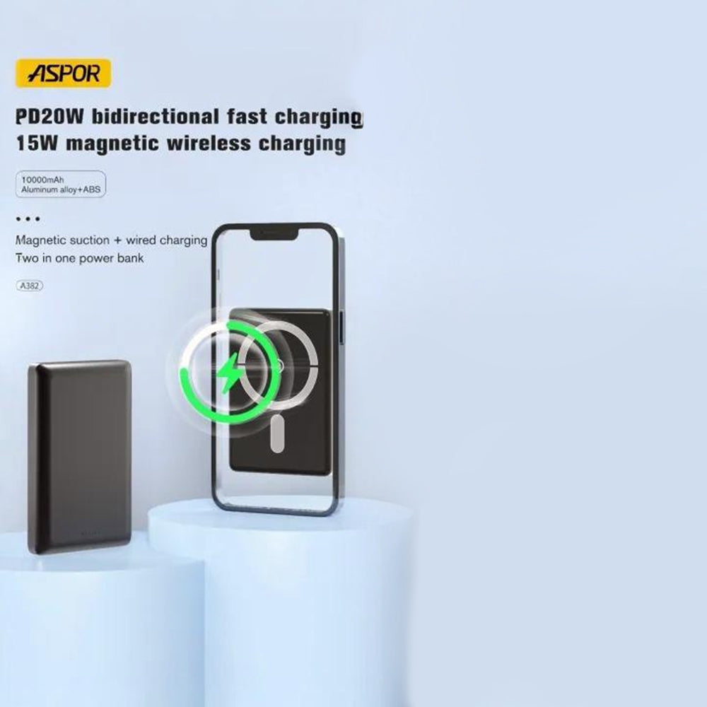 ASPOR A381 MAGNETIC PORTABLE MINI 5000MAH WIRELESS POWER BANK