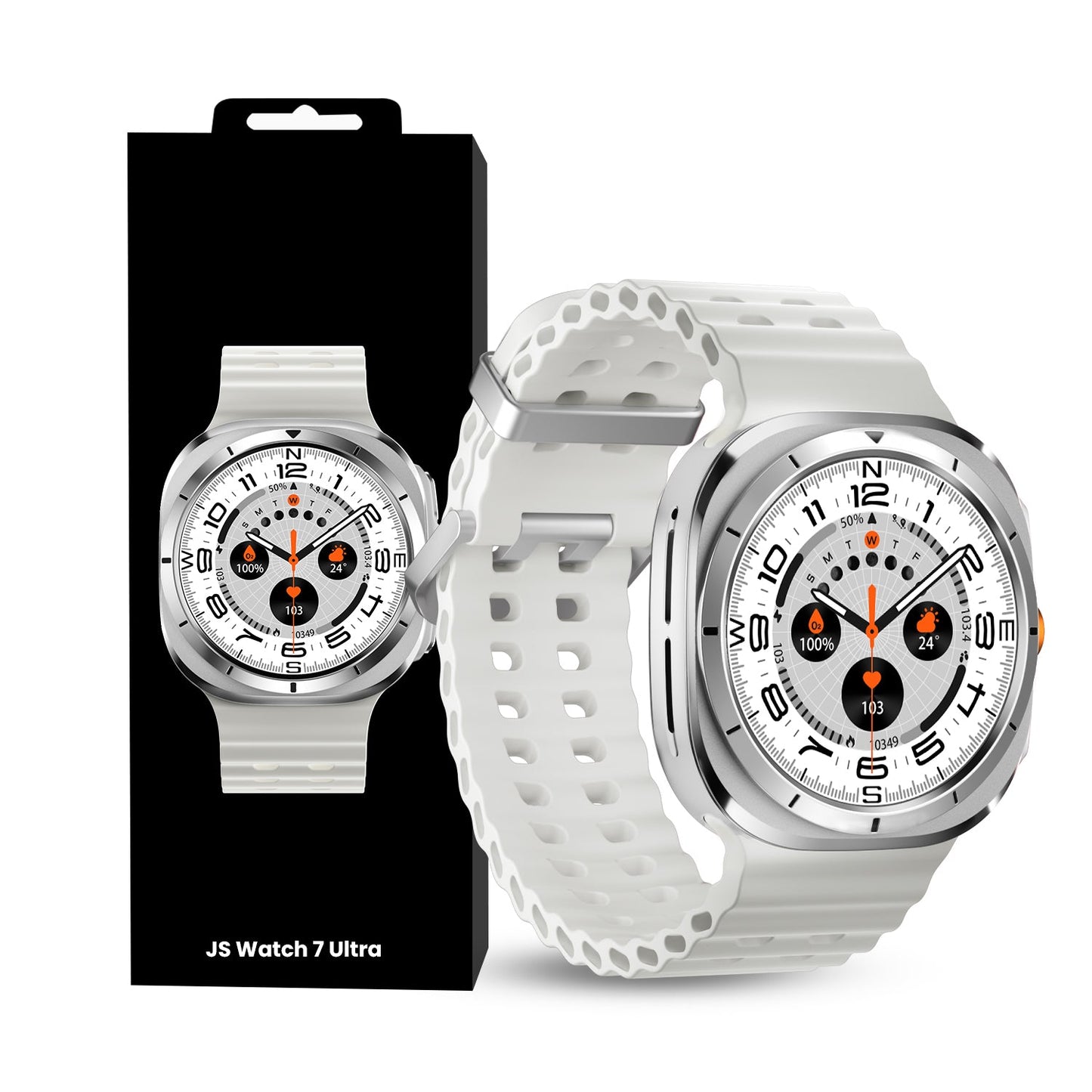 JS WATCH7 ULTRA 1.43 AMOLED DISPLAY WATERPROOF IP68 SMART WATCH WITH FITCLOUDPRO APP WHITE