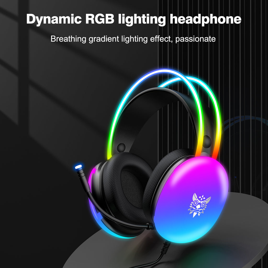 ONIKUMA-X25 PRO RGB HEAD BEAM WITH MIC 3.5MM DURABLE STEREO SURROUND GAMING HEADSET BLACK